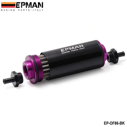 Universal 100 Micron 8.6MM Aluminum High Flow Fuel Inline Petrol Filter Car Truck EP-OF86