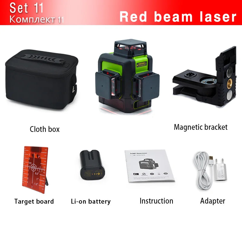 CE Certificated 3D New ABS and PC Shell Shockproof Lines Laser Level with 5200Mah BATTERY Work Separately Laser Lines