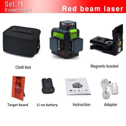 CE Certificated 3D New ABS and PC Shell Shockproof Lines Laser Level with 5200Mah BATTERY Work Separately Laser Lines