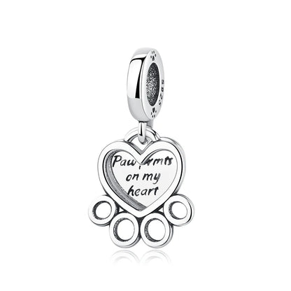 Original 925 Sterling Silver Charm Bead Love Dog Cat Paw Panda Firefly Pendant Charms Fit Bracelets Necklaces Women Jewelry