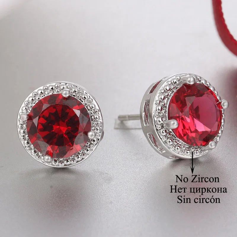 Classic Green AAA Cubic Zirconia Stud Earrings round Crystal Girl Ear Studs for Women Multicolor Fashion Jewelry Brincos AE176