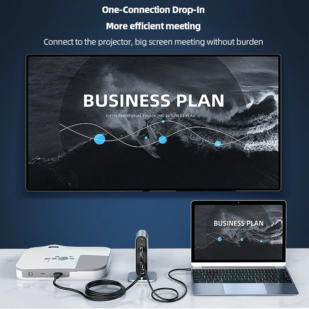 USB C Docking Station PD 100W USB C HUB Type C to Hdmi-Compatible Adapter 4K 30Hz VGA RJ45 USB 3.0 HUB USB Splitter for Macbook