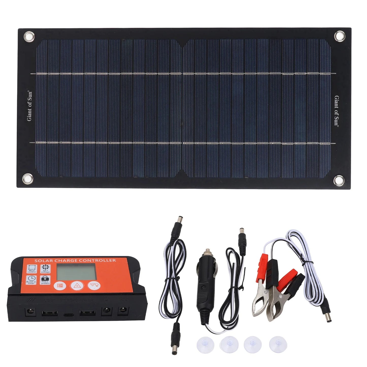 600W Solar Panel Portable Solar Panel Kit Monocrystalline Silicon 100A Charge Controller Solar Panel Kit Car Ship Charging Tools