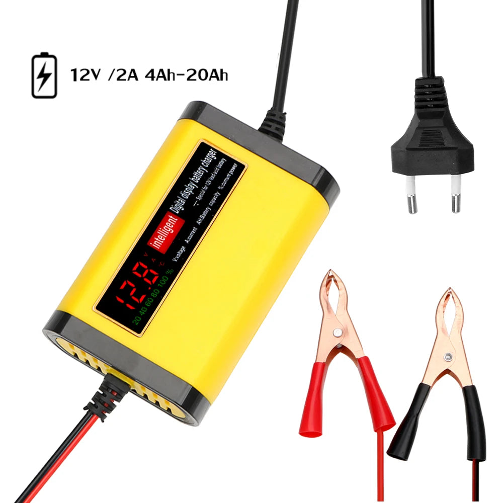 2A Intelligent Fast Power Charging 3 Stages Lead Acid AGM GEL Battery-Chargers Car Battery Charger