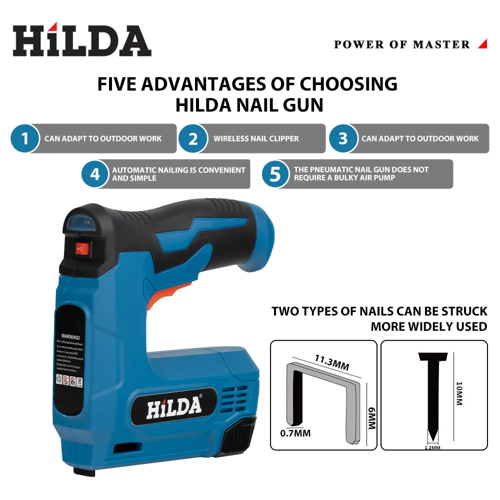 Usbelectric 2-In-1 Air Nail Gun Furniture Pneumatic Gun Wood Frame Stapler Pneumatic Tool Power Tools with 2000Pcs Staples