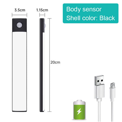 Night Light Motion Sensor Light Wireless USB under Cabinet Light for Cabinet Bedroom Wardrobe Indoor Lighting 3Color in One Lamp