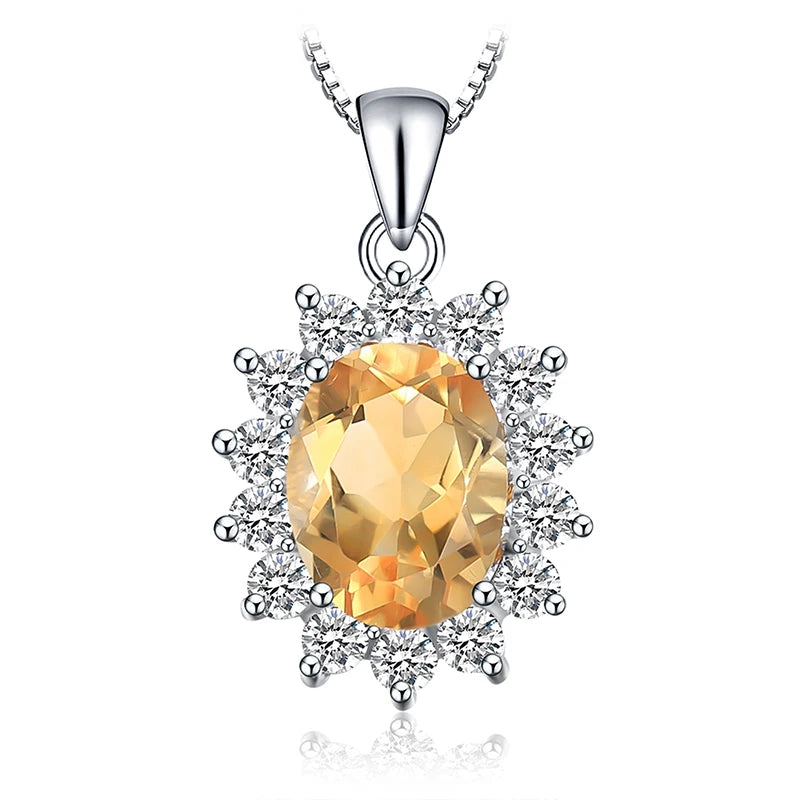 Princess Diana Created Blue Sapphire Ruby Simulated Emerald 925 Sterling Silver Pendant Necklace Women No Chain