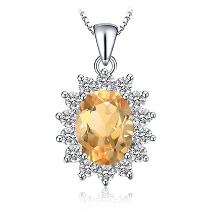 Princess Diana Created Blue Sapphire Ruby Simulated Emerald 925 Sterling Silver Pendant Necklace Women No Chain