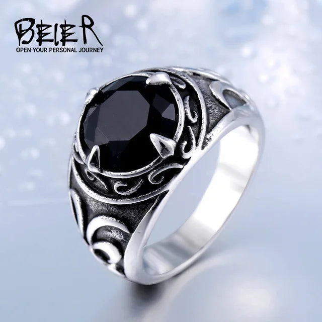 316L Stainless Steel Viking Men Ring Knot Rune Norse Jewelry Exquisite Ring LLBR8-269R