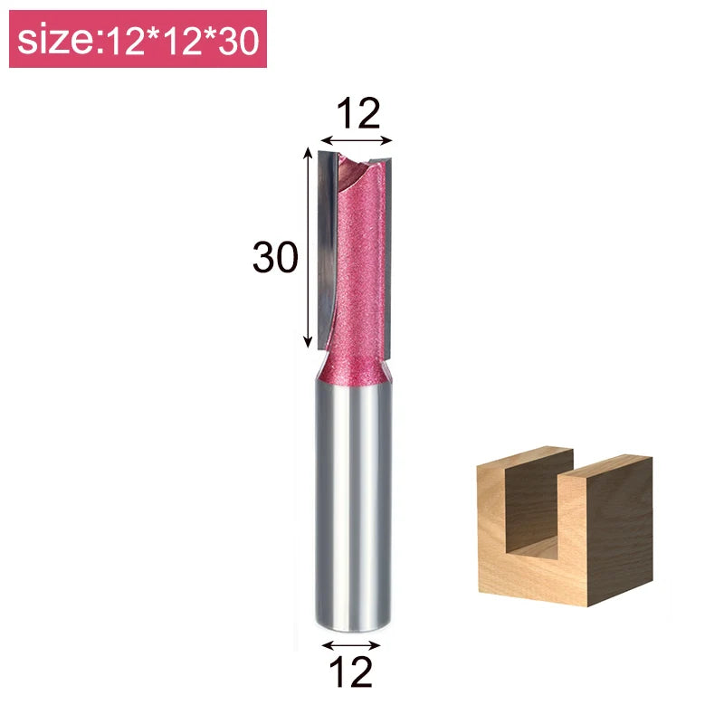 Straight Router Bits 1/2 1/4 Shank Double Flute Plunge Milling Cutter Carbide Tipped Woodworking Trimming Slotting Tool