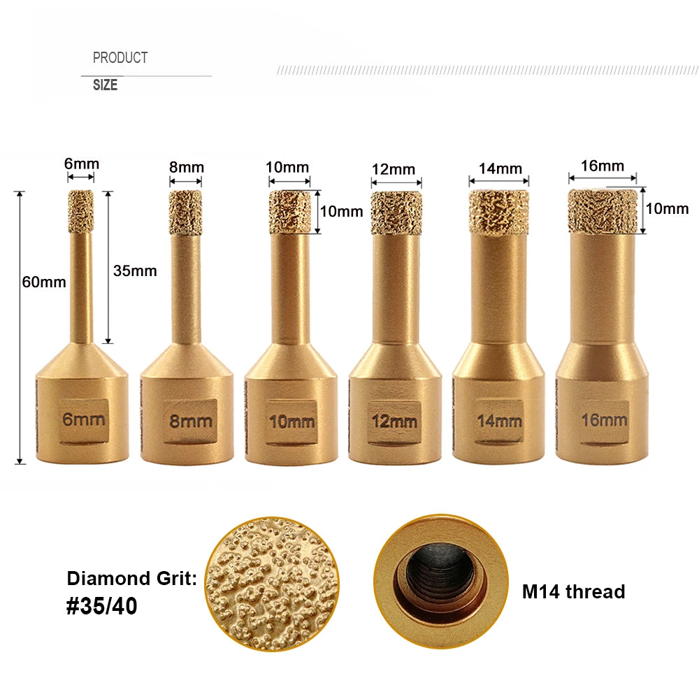 1Pc Diamond Drilling Crown Core Bits Ceramic Tile M14 Thread Hole Saw Marble Porcelain Stoneware Drill Bit Dia6-115Mm