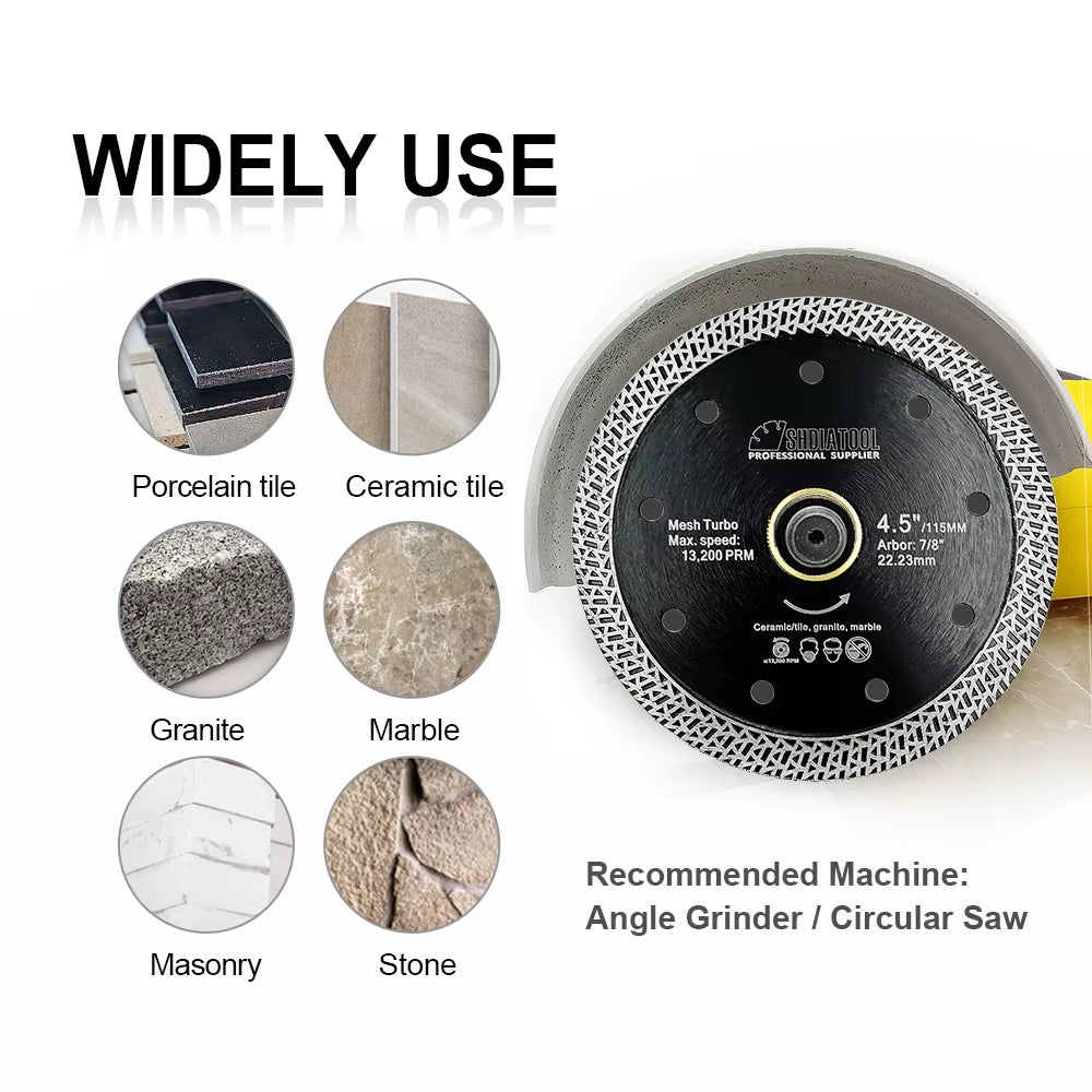 4/4.5/5Inch Diamond Cutting Disc Mesh Turbo Porcelain Tile Marble Stone Cutting Wheel Marble Circular Saw Blade Cutter