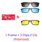 Polarized Sunglasses Men Women 5 in 1 Magnetic Clip on Glasses TR90 Optical Prescription Eyeglass Frames Magnet Clips