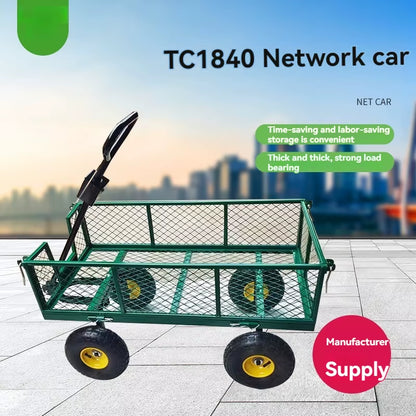 Net Car, Tool Car, Four-Wheel Trailer, Cargo Truck, Heavy-Duty Warehouse Handling Vehicle, Agricultural Handcart, Garden Net Car