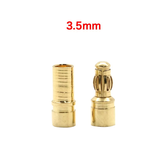 20Pcs/Lot 2.0Mm 3.0Mm 3.5Mm 4.0Mm 5.5Mm 6.0Mm 8.0MM Gold Bullet Banana Connector Plug for ESC Lipo RC Battery Plugs (10 Pair)