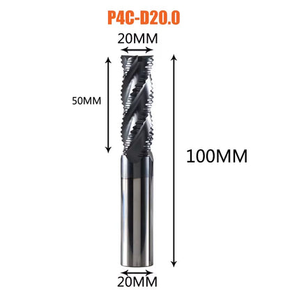 Solid Carbide Roughing End Mill 4 Flute CNC Milling Cutter Bits Router Bit for 50 Hrc Metal Roughing Machining 6Mm to 20Mm