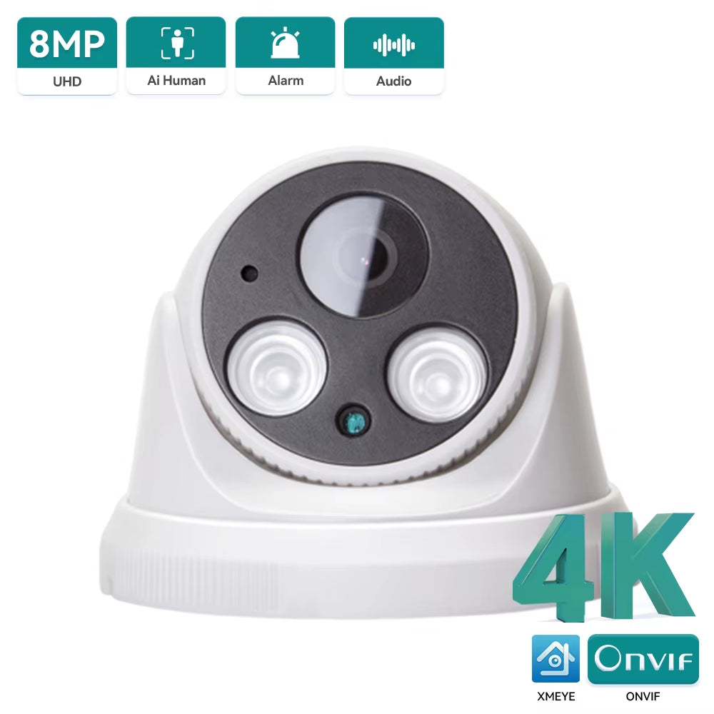 8MP 4K IP Camera 5MP Dome Indoor Camera Internal Microphone Nigthvision Xmeye H.265 Low Storage DC12V POE48V Optional