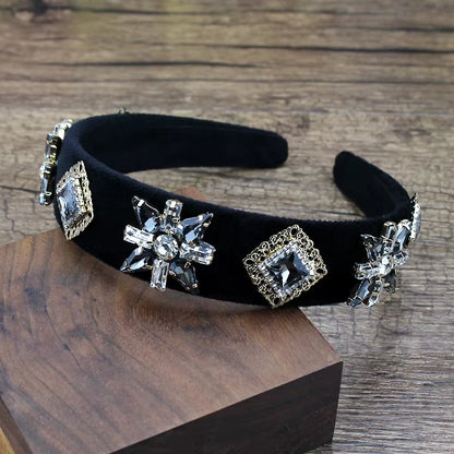 Handmade Black and Gray Luxury Crystal Stone Bridal Headbands Rhinestone Wedding Hairbands for Women Fashion Hair Accessories
