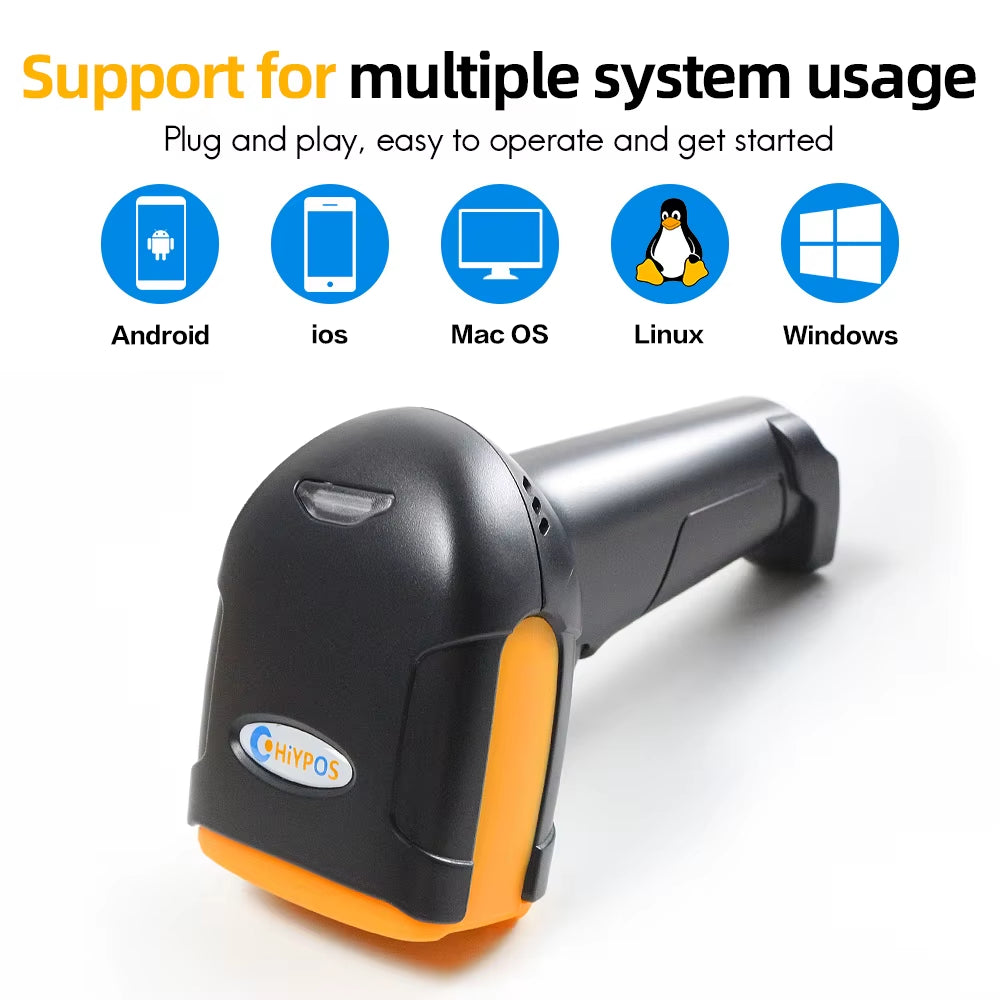 1D/2D Supermarket Handhel Barcode Bar Code Scanner Reader QR PDF417 Bluetooth 2.4G Wireless &Wired USB Platform