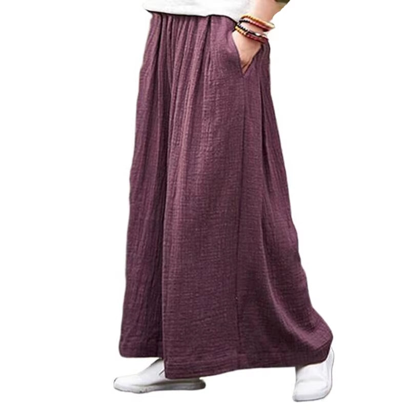 2025 Spring Fashion Cotton Wide Leg Pants plus Size Female Loose Casual Cotton Linen Pants Trouser Autunm Vintage Long Pants
