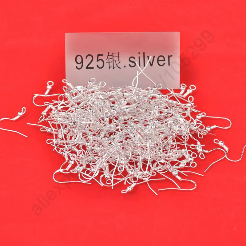 Wholesale 400PCS Lot 18Mm 925 Sterling Silver Earring Hooks Ball Jewelry Accessory Findings Ear Wire