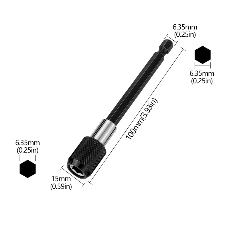 6.35Mm 1/4 Hex Shank Quick Release Electric Drill Magnetic Screwdriver Bit Holder 60Mm