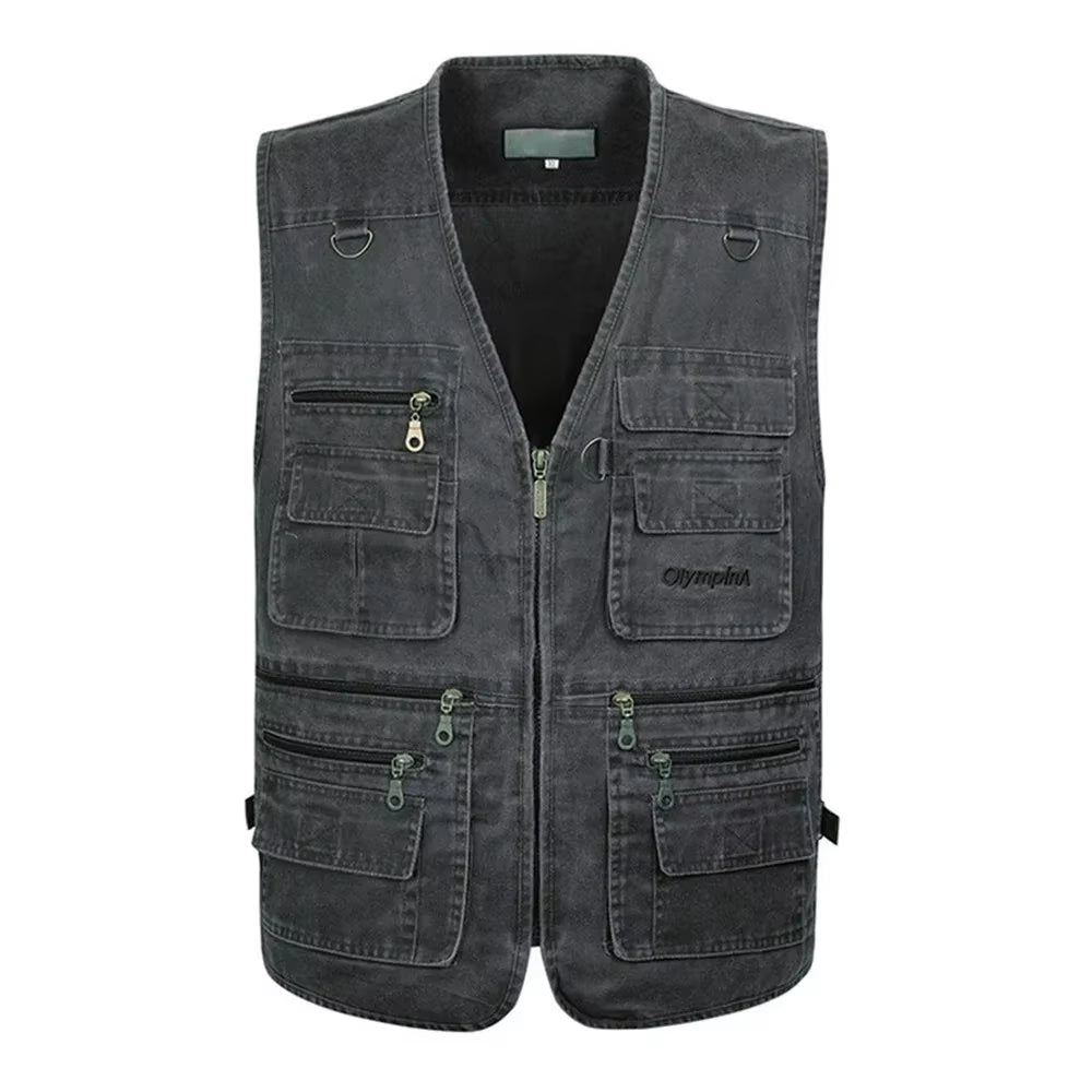8XL 9XL 10XL New Male Casual Summer Big Size Cotton Sleeveless Vest with Many 16 Pockets Men Multi Pocket Photograph Waistcoat