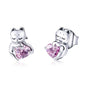 Real 100% 925 Sterling Silver Lovely Cat Pet Stud Earrings for Women S925 Silver Earring Fashion Jewelry Gift FIE073