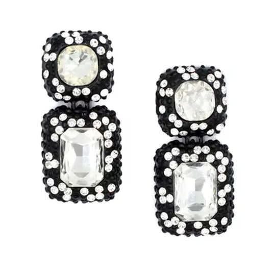 Luxury Blue Crystal Square Dangle Earrings for Women Europe Style Noble Elegant Banquet Party Jewelry Accessories 2024 New