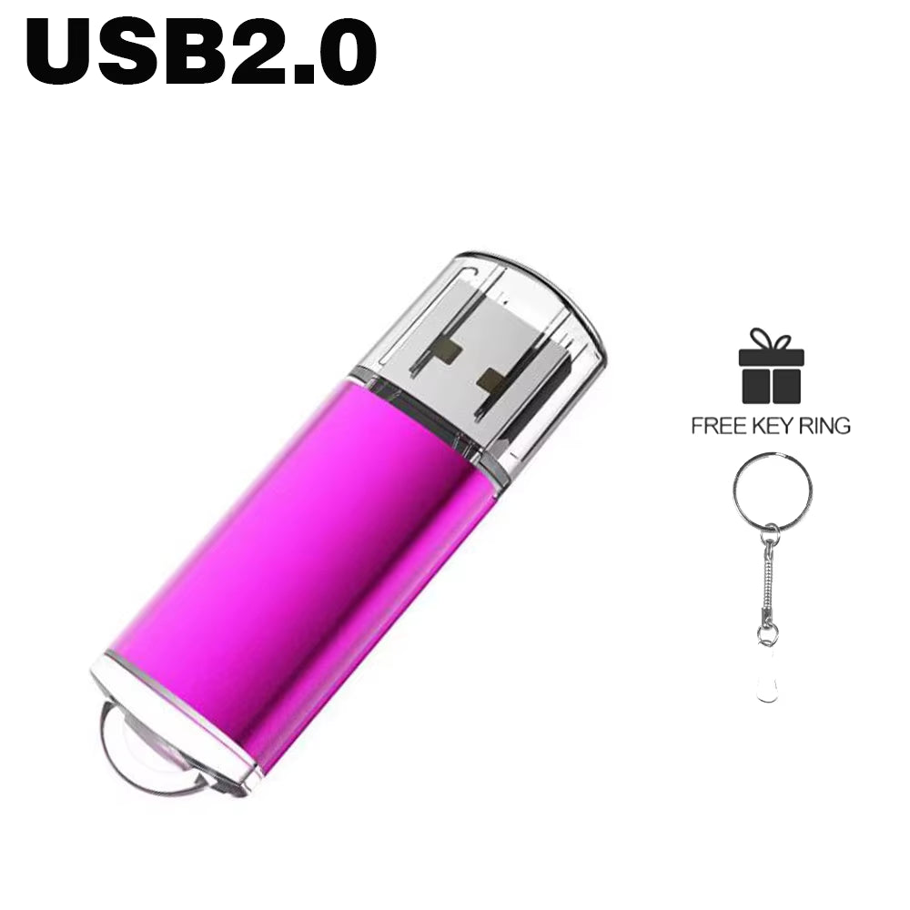New Portable USB Flash Drives Free Custom Logo Metal Pen Drive with Key Chain Memory Stick 64GB/32GB/16GB/8GB/4GB Pendrive U Di