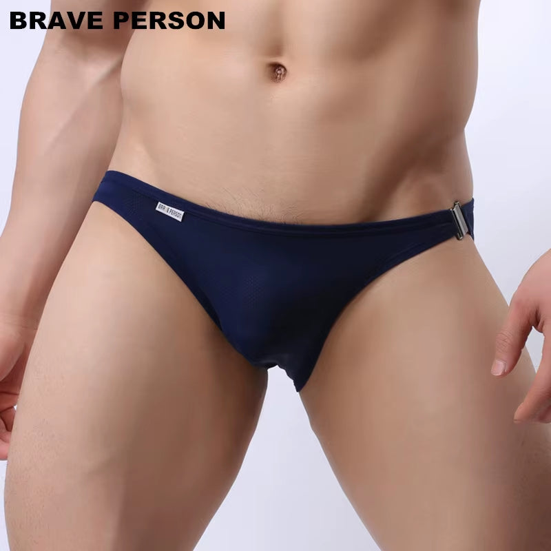 Brand New Men'S Briefs Sexy Fashion Underwear Bikini Side Metal Buckle Underwear Men Briefs High Quality B1146