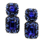 Luxury Blue Crystal Square Dangle Earrings for Women Europe Style Noble Elegant Banquet Party Jewelry Accessories 2024 New