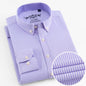 Men'S Long Sleeve Oxford Plaid Striped Work Casual Shirt with Pocket, Spring Autumn Cotton Blend Regular-Fit Button-Down Shirts