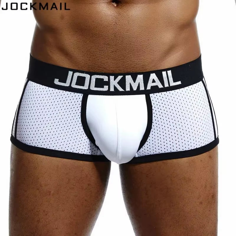 Brand Men Mesh Underwear Boxers Calzoncillos Hombre Gay Sleepwear Cueca Boxer Breathable Crotch Male Panties Shorts