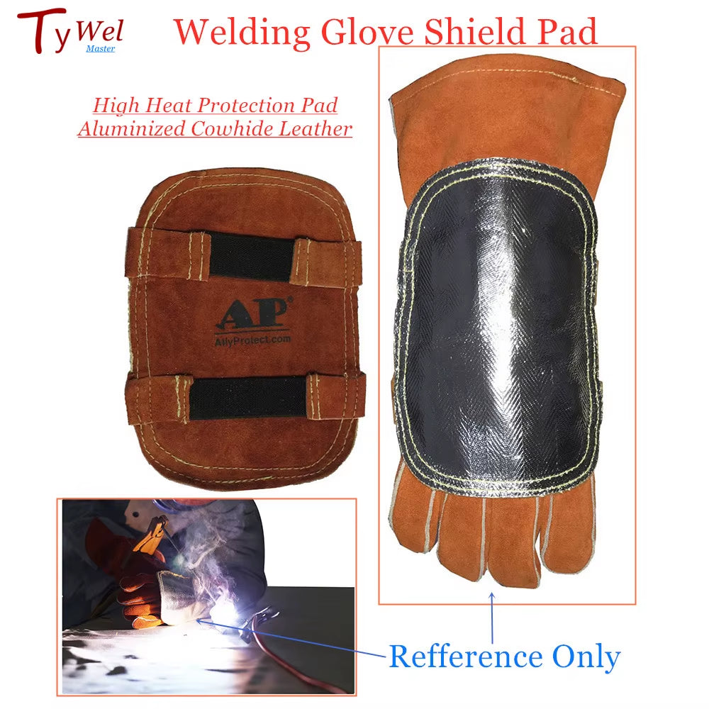 Welding Gloves' Cover High Heat Protection Aluminized & Cowhide Leather anti Flame Stitching Welder Pad