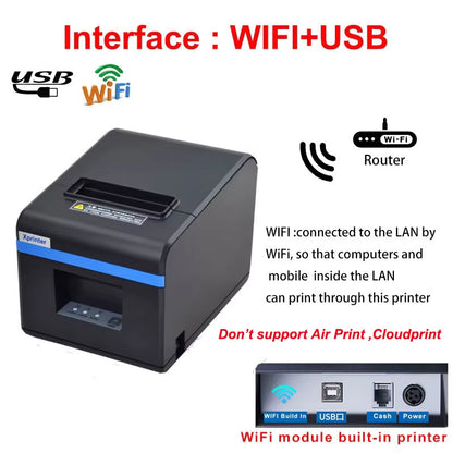 80Mm Auto-Cutter Thermal Receipt/Bill Printer 200MM/S POS with Usb/Ethernet/Bluetooth/Wifi for Kitchen/Restaurant