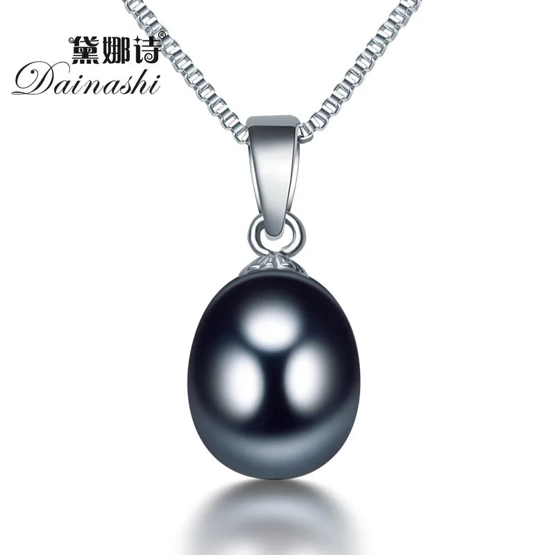 Natural Freshwater Pearl Pendant Necklace Women Simple Fashion 925Sterling Silver High Jewelry Gift for Mother Hot Sale