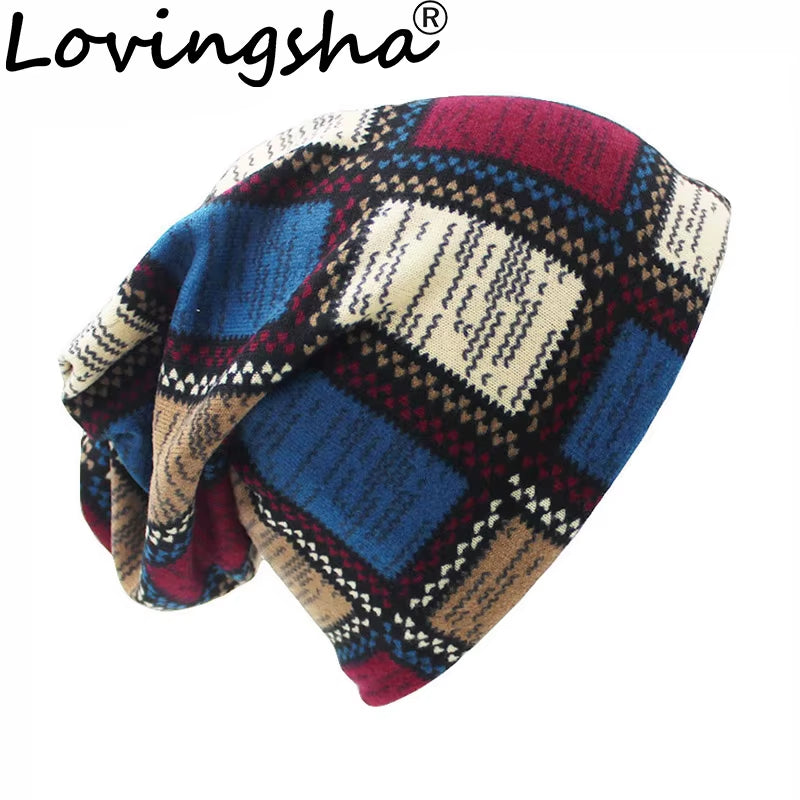 Brand Autumn Winter Hats for Women Plaid Design Contrast Color Ladies Hat Skullies and Beanies Men Hat Unisex HT022