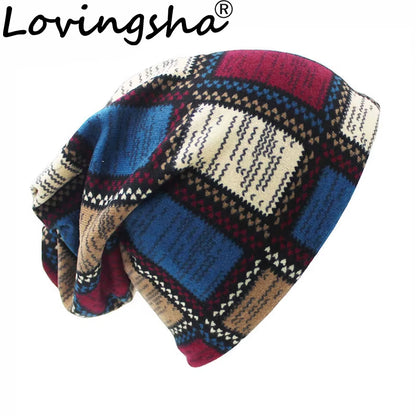 Brand Autumn Winter Hats for Women Plaid Design Contrast Color Ladies Hat Skullies and Beanies Men Hat Unisex HT022