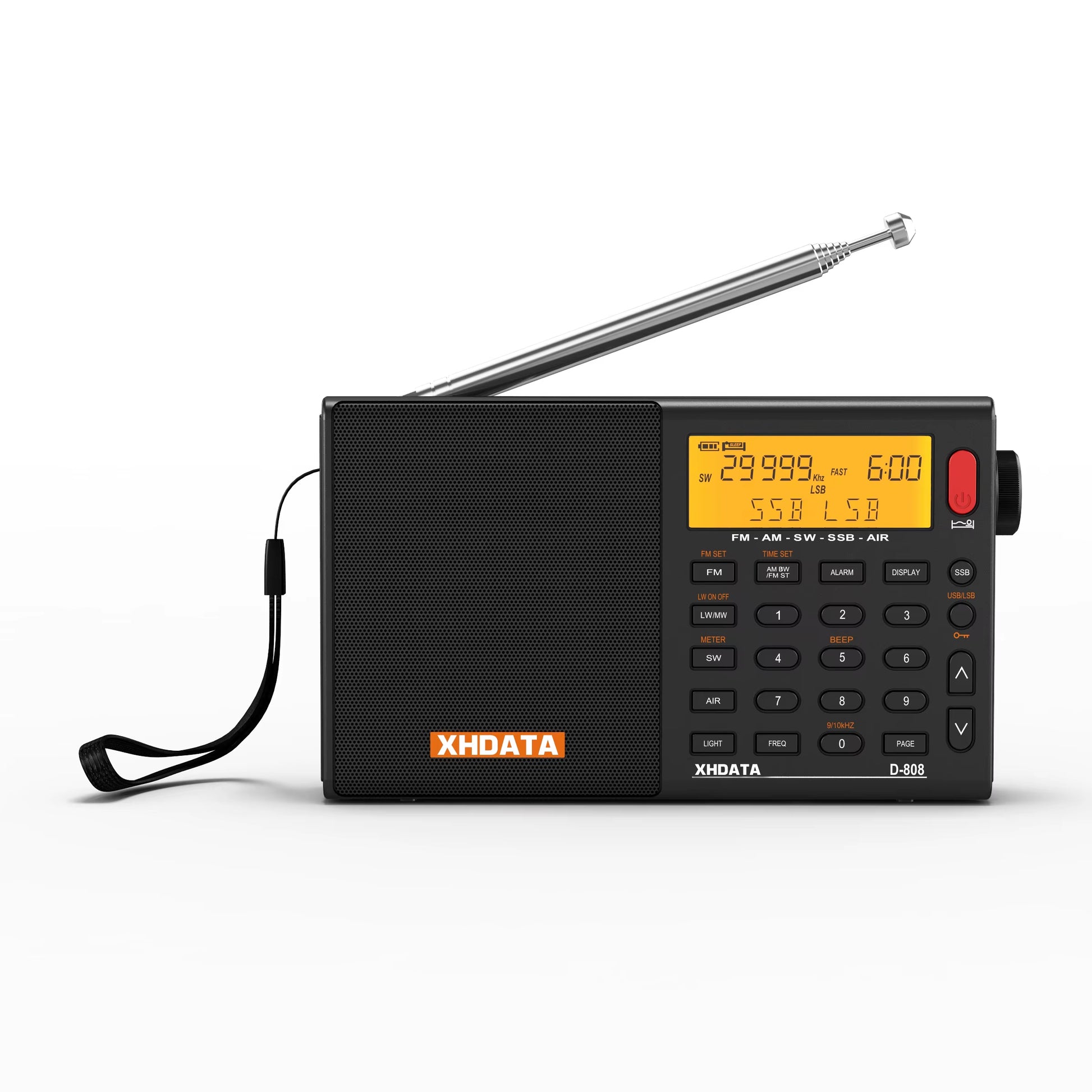 D-808 AM/FM/SW/MW SSB AIR RDS Full Band Portable Radio with Multifunction Deep Sound Stereo Rechargeable Radio Receiver