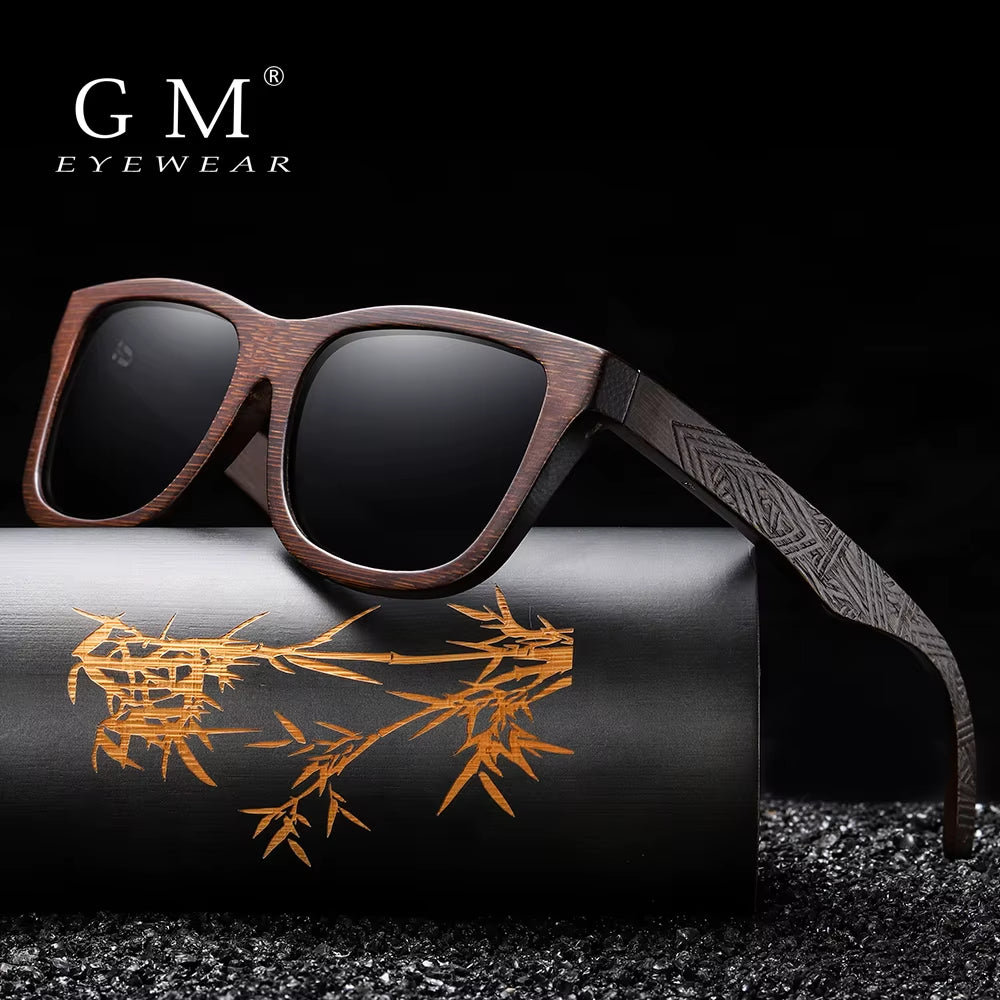 Natural Bamboo Wooden Sunglasses Handmade Polarized Glasses Mirror Coating Lenses Eyewear with Gift Box