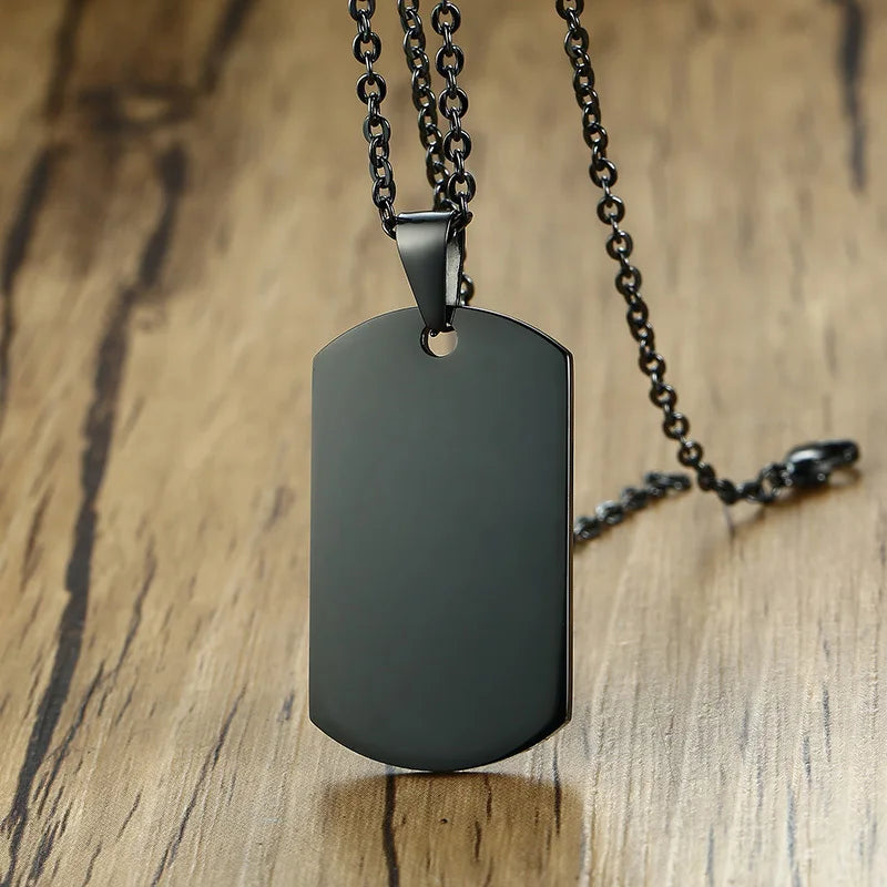 Stainless Steel Double Dog Tag Necklace for Men High Polished Pendant ID Men Jewelry 24" Chain Necklace