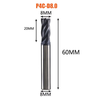 Solid Carbide Roughing End Mill 4 Flute CNC Milling Cutter Bits Router Bit for 50 Hrc Metal Roughing Machining 6Mm to 20Mm