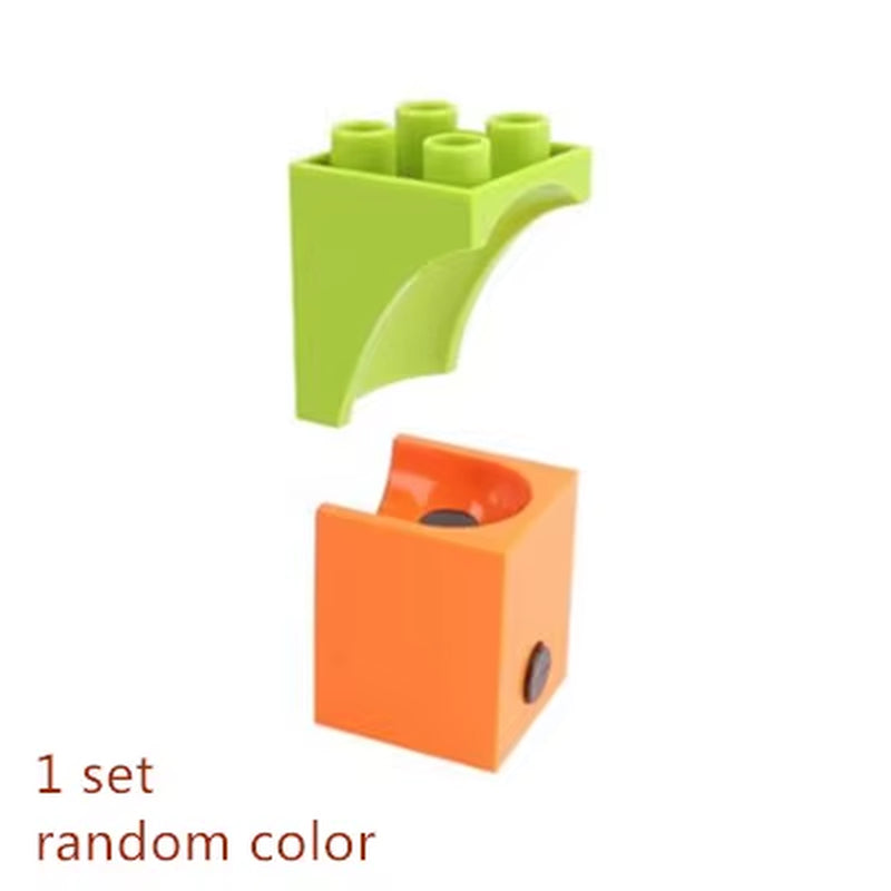 Marble Race Run Big Building Blocks Crazy Rolling Ball Compatible Slide Dinosaur Tunnel Animal Bricks Parts Accessory Kids Toys