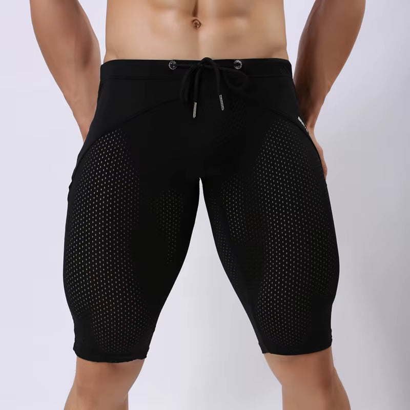 Summer Style Shorts Breathable Mesh Men Tight Beach Shorts Men Multifunction Knee Length Board Shorts Beach Wear