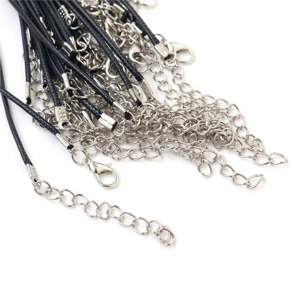 Handmade Leather 20Pcs/Lot Adjustable Braided Rope Necklaces & Pendant Charms Findings Lobster Clasp String Cord