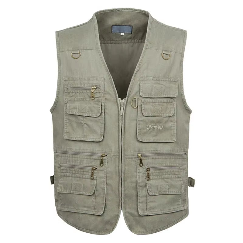 8XL 9XL 10XL New Male Casual Summer Big Size Cotton Sleeveless Vest with Many 16 Pockets Men Multi Pocket Photograph Waistcoat