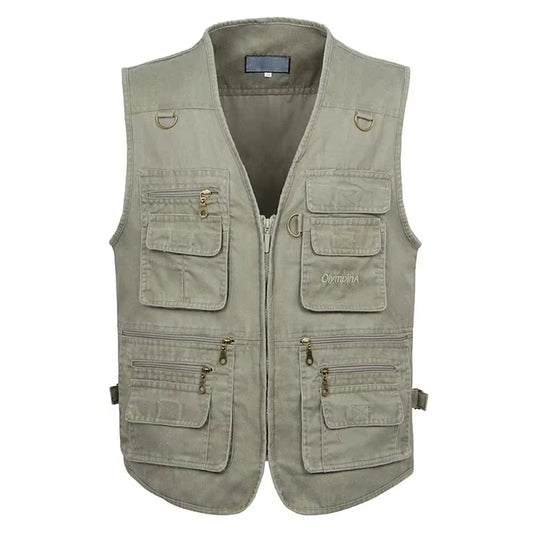 8XL 9XL 10XL New Male Casual Summer Big Size Cotton Sleeveless Vest with Many 16 Pockets Men Multi Pocket Photograph Waistcoat