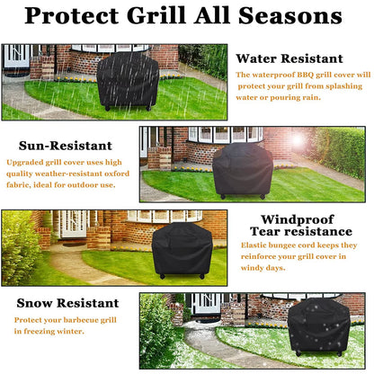 Multiple Size Grill Cover, Heavy Duty Waterproof Barbecue Gas Grill Cover, Black, Heat Resistant, Stain Resistant, Waterproof