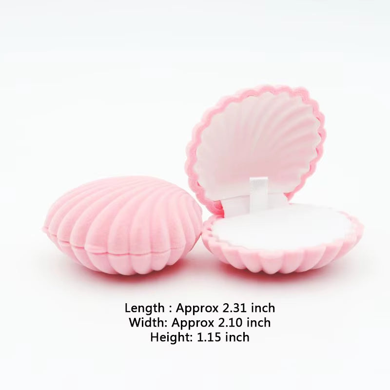 1Pcs 5Colors Pink Shell Lovely Velvet Wedding Engagement Ring Box for Earrings Necklace Bracelet Jewelry Display Gift Box Holder
